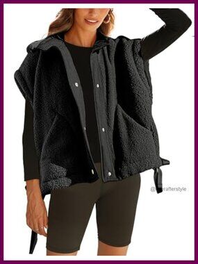 Faux Fur Sherpa Fleece Vest Sleeveless Button Jacket Warm
